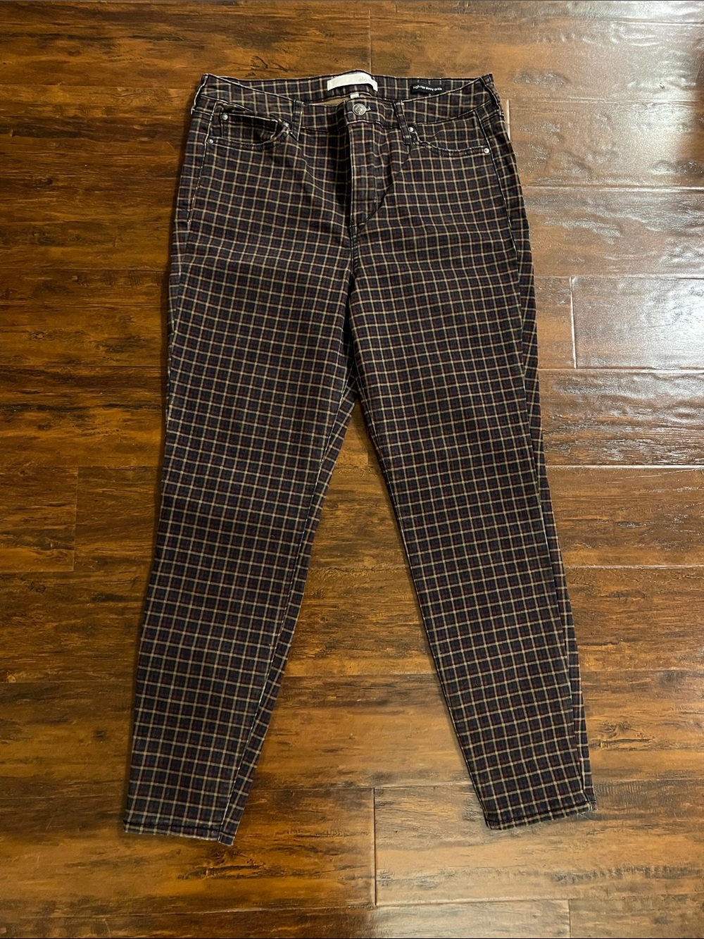 Anthropology Ella Moss Plaid High Rise Skinny Ankle Stretch Jeans Size 30